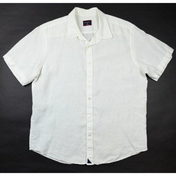 UNTUCKit Linen Shirt Men's Large Solid White Casual Summer Short Sleeve Calvano - Picture 2 of 13